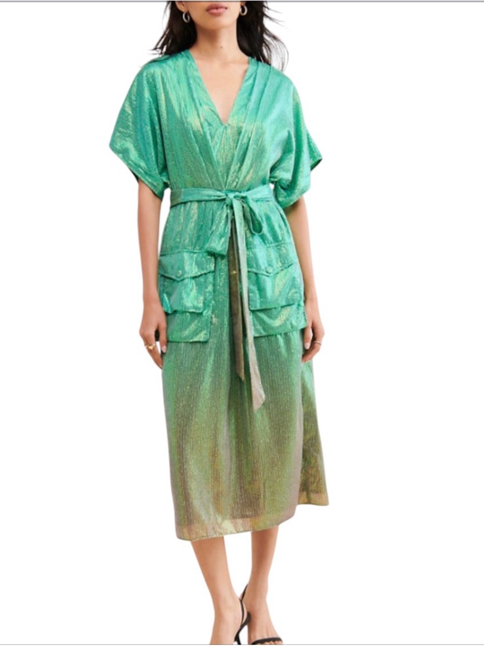 Bhanuni by Jyoti Green Ombre Sequin Midi Dress
